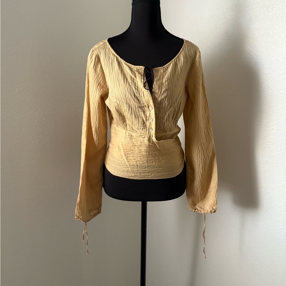 FROM by Vestebene Tan/Yellow Blouse- Size Small